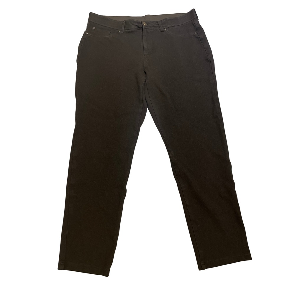 Chico's Pants Women's Sz 1.5 Regular Black Ponte Pull-On Elastic Waist Trousers